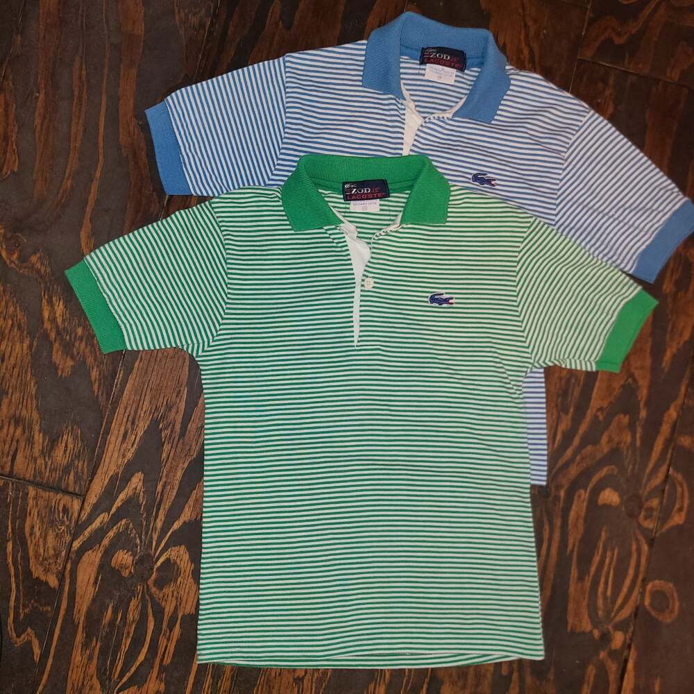 Vintage 80s Izod Lacoste Pinstripe Polo Shirt Bundle 2 Womens XS Baby Tee USA